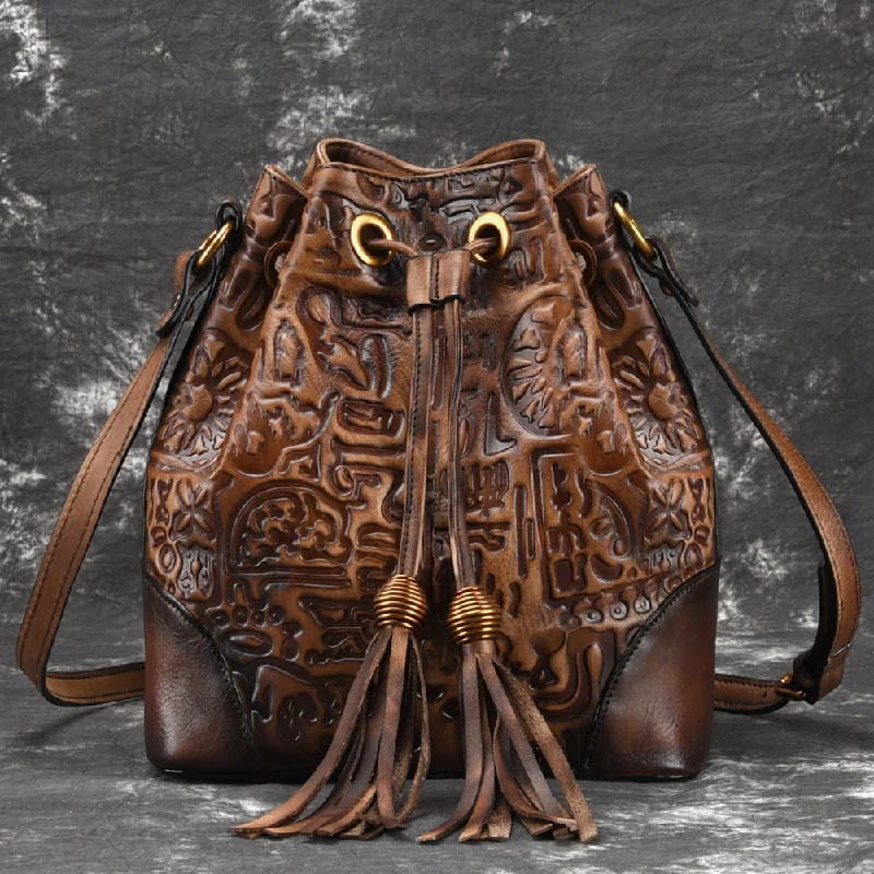 Scratch-Resistant And Luxury Sale Bags Womens Brown Leather Crossbody Bucket Bag Western Purse With Fringe for Women Scratch-Resistant And Luxury Sale Bags Womens Brown Leather Crossbody Bucket Bag Western Purse With Fringe for Women