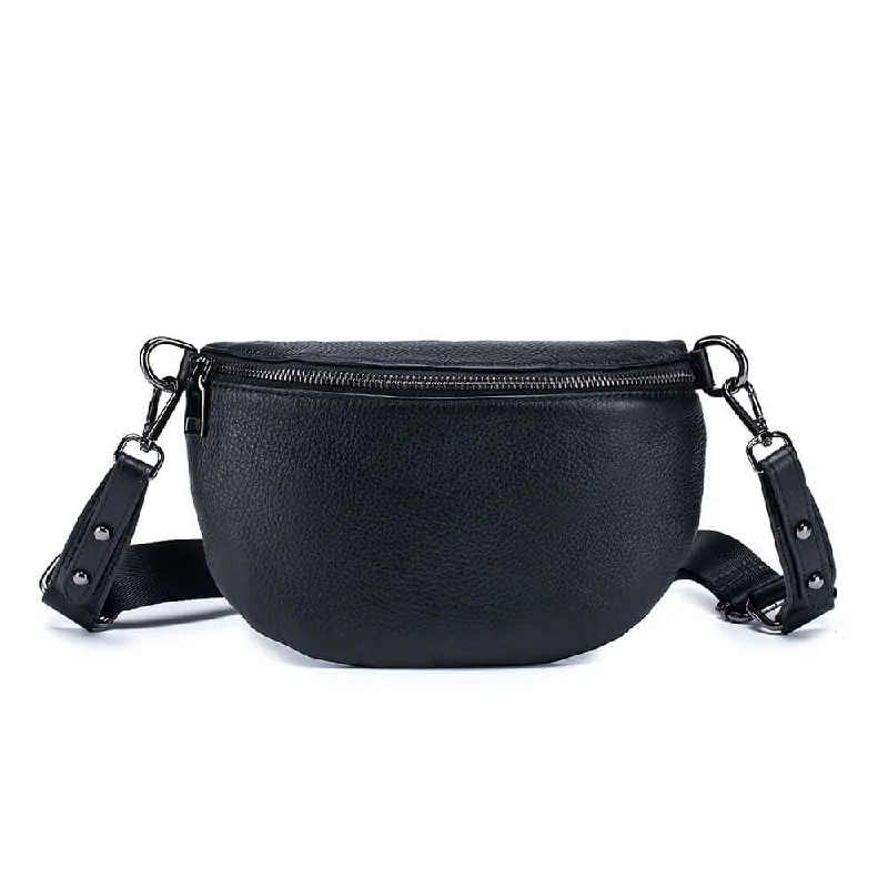 Sophisticated Style Offers Women's Leather Bum Bag NZ - Versatile Black Crossbody Bag Sophisticated Style Offers Women's Leather Bum Bag NZ - Versatile Black Crossbody Bag