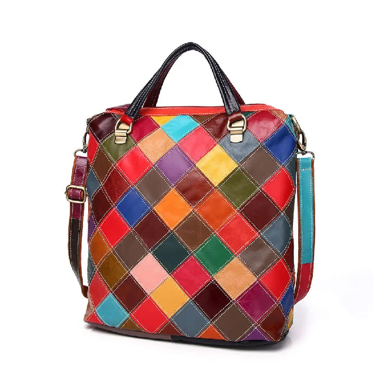 Black Friday Deals On Stylish Handbags Women's Leather Multi-Style Colorful Patchwork Backpack - Shoulder & Crossbody Black Friday Deals On Stylish Handbags Women's Leather Multi-Style Colorful Patchwork Backpack - Shoulder & Crossbody