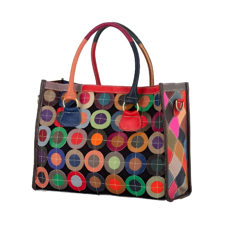 Bags With Seasonal Sales Leather Handbag with Colorful Patchwork - Unique & Versatile Bags With Seasonal Sales Leather Handbag with Colorful Patchwork - Unique & Versatile