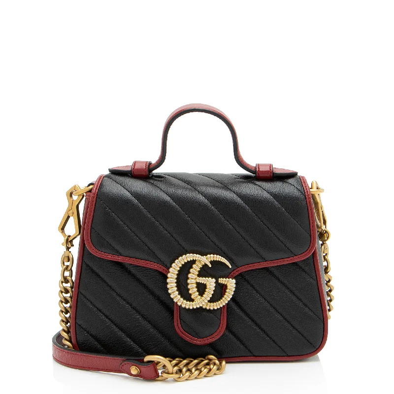 Eco-Friendly Bags With Promotions Gucci Matelasse Leather Torchon GG Marmont Mini Top Handle Eco-Friendly Bags With Promotions Gucci Matelasse Leather Torchon GG Marmont Mini Top Handle