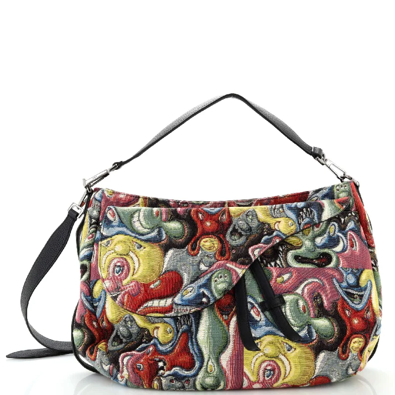 Glamorous Bags For Evening Events And Parties Kenny Scharf Saddle Soft Bag Jacquard Printed Canvas Glamorous Bags For Evening Events And Parties Kenny Scharf Saddle Soft Bag Jacquard Printed Canvas