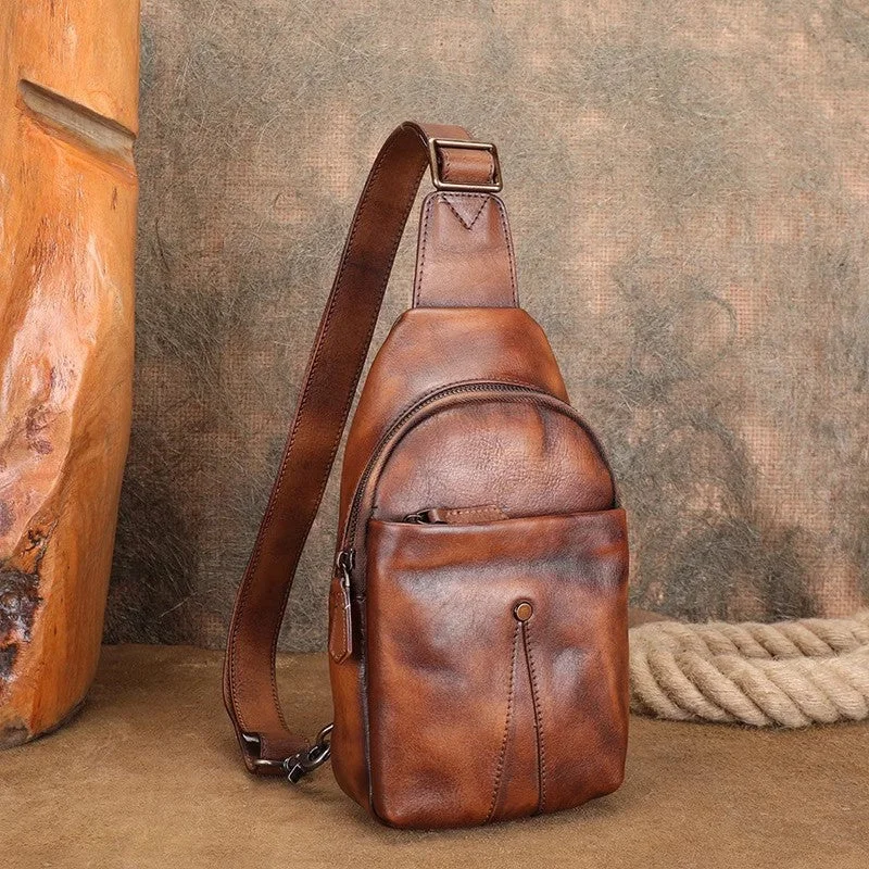 Chic Bags For Office Professionals And Urban Dwellers Classic Womens Brown Leather Sling Bag Chest Bag For Women Chic Bags For Office Professionals And Urban Dwellers Classic Womens Brown Leather Sling Bag Chest Bag For Women