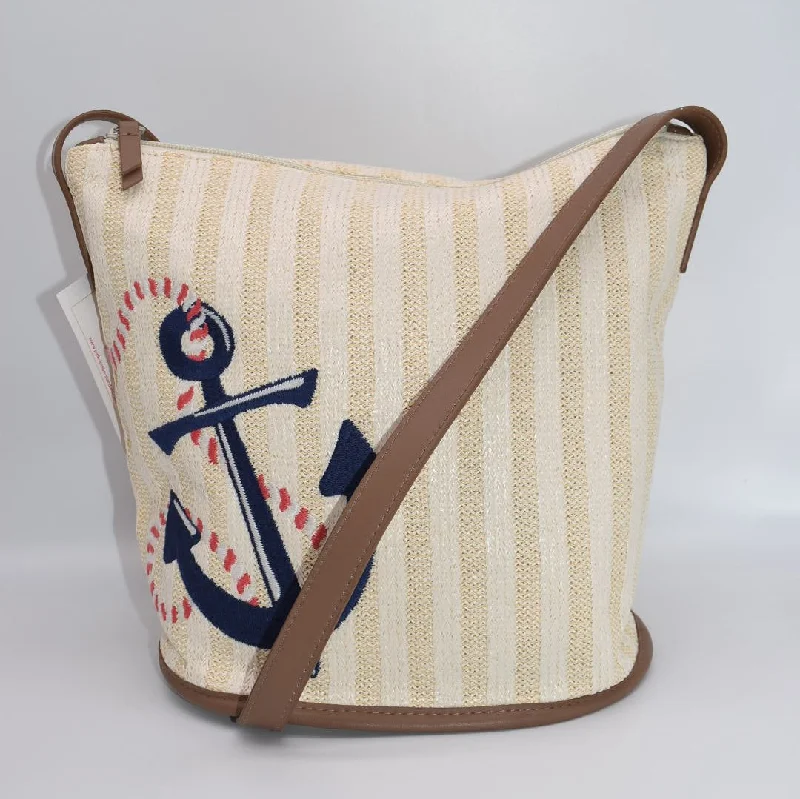 Chic Style, Always In Vogue Vera Bradley Straw Bucket Crossbody Bag in "Regatta Anchor Navy" Chic Style, Always In Vogue Vera Bradley Straw Bucket Crossbody Bag in "Regatta Anchor Navy"