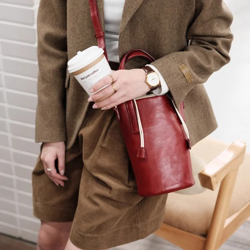 Trendy Bags For Sales Vintage Women's Leather Drawstring Bucket Bag Leather Crossbody Purse Trendy Bags For Sales Vintage Women's Leather Drawstring Bucket Bag Leather Crossbody Purse