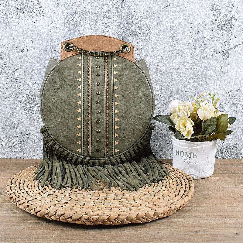 Luxury Seekers Small Womens Vegan Leather Fringe Circle Crossbody Bag Boho Purses for Women Luxury Seekers Small Womens Vegan Leather Fringe Circle Crossbody Bag Boho Purses for Women