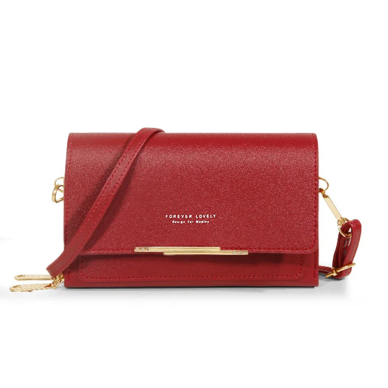 Sophisticated Style Offers Sleek Maroon Multi-Pocket Crossbody Bag