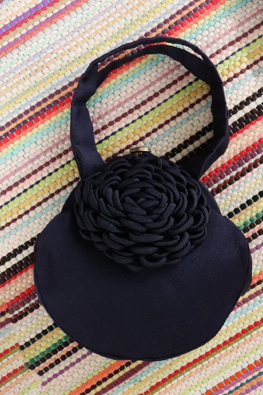 Elegant Bags For Formal Events And Luxury Occasions 1940s Josef Navy Rosette Handbag Elegant Bags For Formal Events And Luxury Occasions 1940s Josef Navy Rosette Handbag