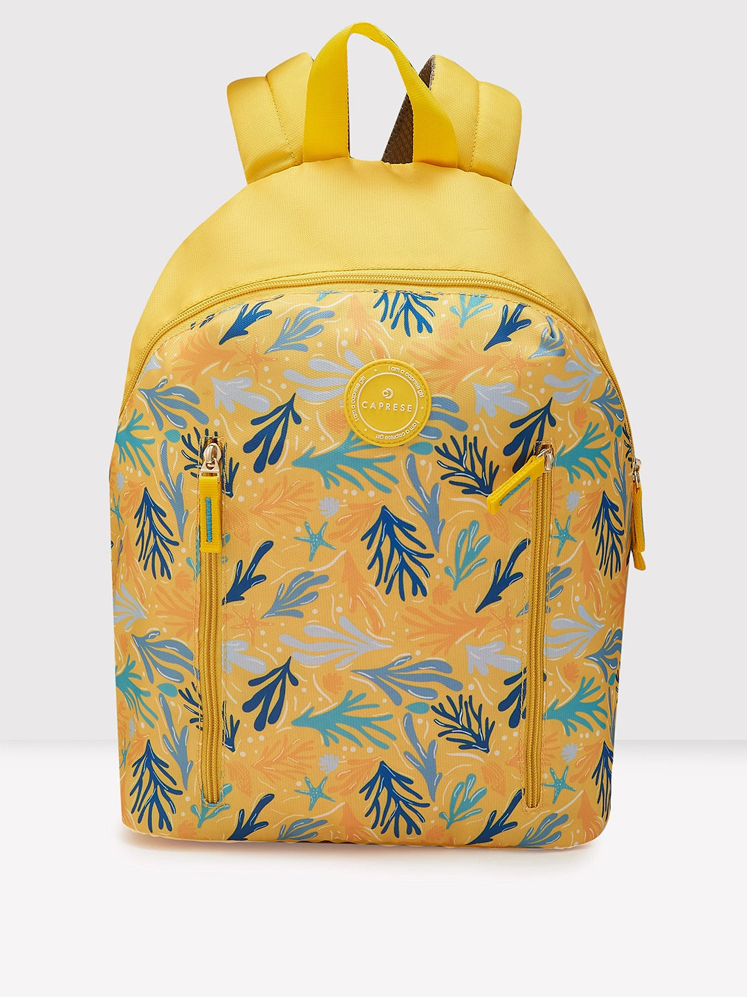 Customizable Bags For Personalized Style Caprese Xenia Backpack Medium Yellow Printed Customizable Bags For Personalized Style Caprese Xenia Backpack Medium Yellow Printed