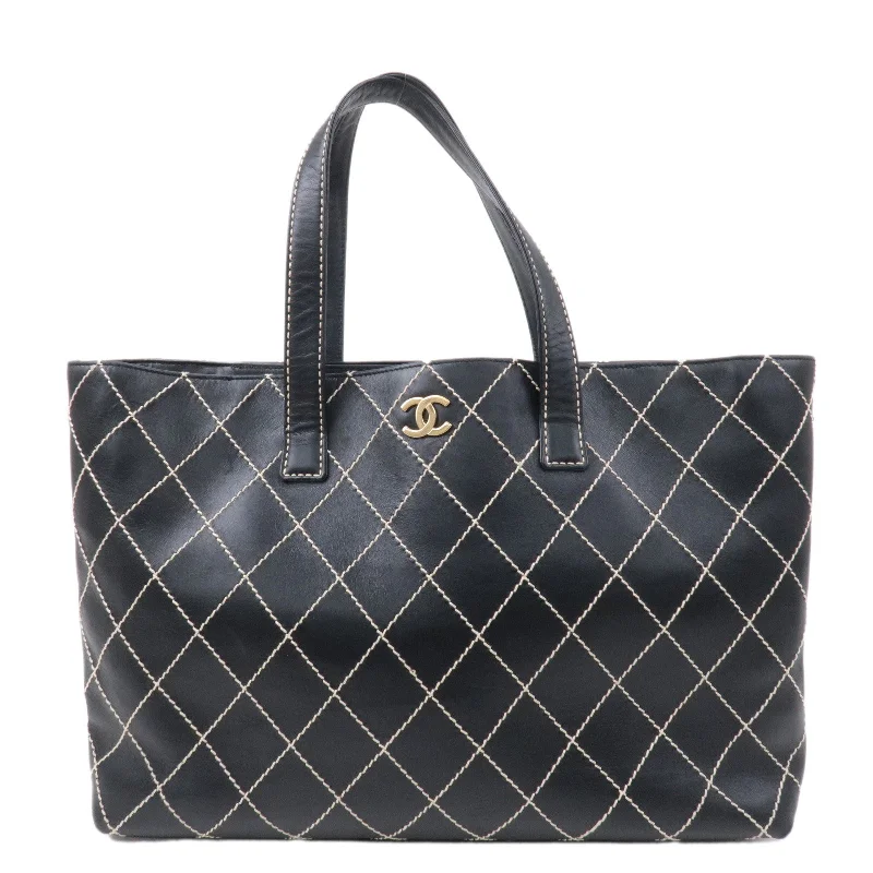 Durable And Fashionable Bags For Daily Use CHANEL Wild Stich Matelasse Leather Tote Bag Black Durable And Fashionable Bags For Daily Use CHANEL Wild Stich Matelasse Leather Tote Bag Black