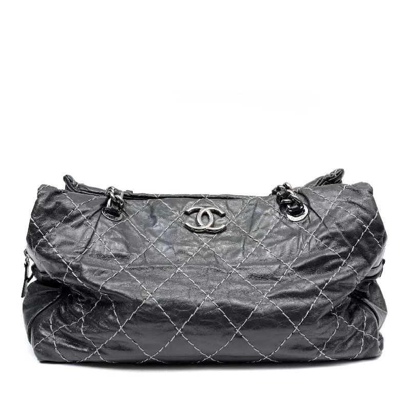 Genuine Bags On Clearance Sale Chanel Slate Topstitched Distressed Leather Large Tote Genuine Bags On Clearance Sale Chanel Slate Topstitched Distressed Leather Large Tote