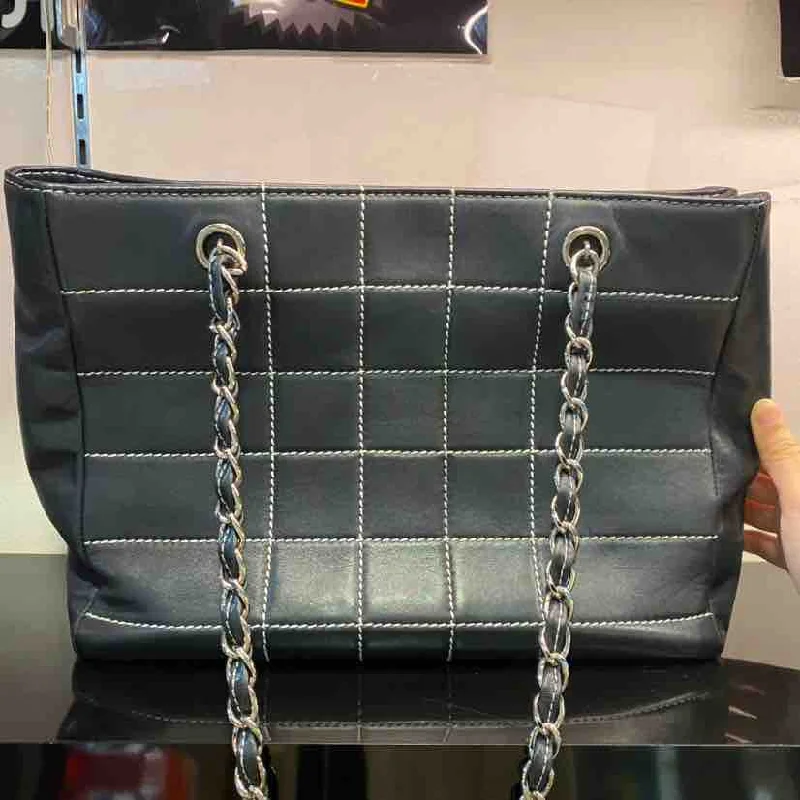 Customizable Bags For Personalized Style Chanel Wild Stitch Chain Tote Bag, Navy Calfskin Customizable Bags For Personalized Style Chanel Wild Stitch Chain Tote Bag, Navy Calfskin