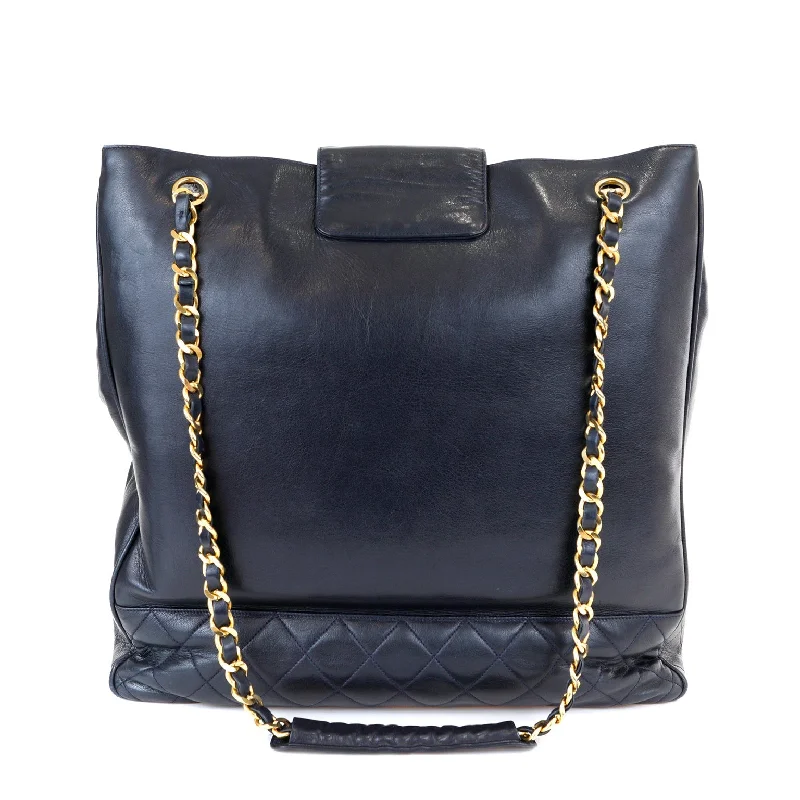 Trendy And Discounted Designer Handbags Chanel Vintage Navy Blue Lambskin Tote with Gold Hardware Trendy And Discounted Designer Handbags Chanel Vintage Navy Blue Lambskin Tote with Gold Hardware