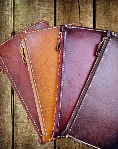 Durable And Cheap Bags Handmade long wallet leather zip men brown vintage clutch wallet for men Durable And Cheap Bags Handmade long wallet leather zip men brown vintage clutch wallet for men