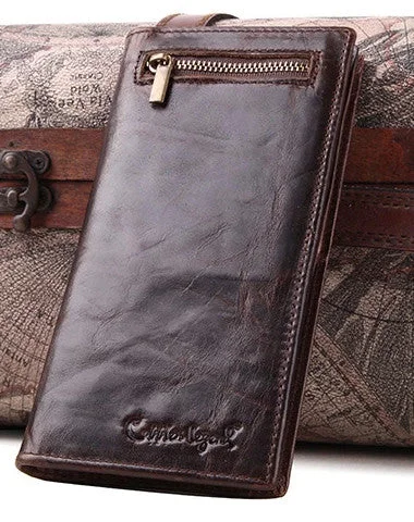 Inspired Bags For High-End Fashion Handmade Vintage Bifold Coffee Men Leather Long wallet clutch purse For Men Inspired Bags For High-End Fashion Handmade Vintage Bifold Coffee Men Leather Long wallet clutch purse For Men