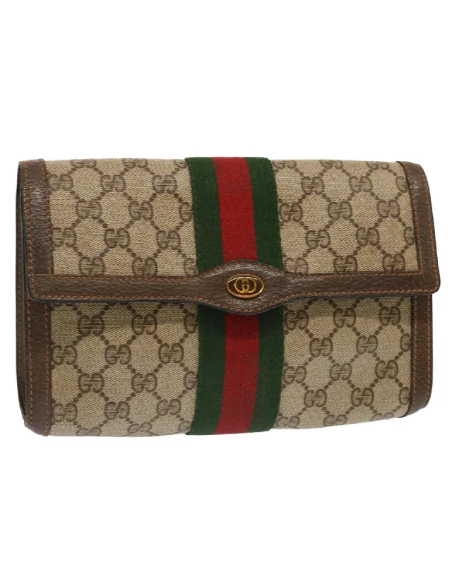 Festival Bags For Concerts And Events GG Supreme Web Sherry Line Clutch Bag PVC Beige Red Clutch Festival Bags For Concerts And Events GG Supreme Web Sherry Line Clutch Bag PVC Beige Red Clutch