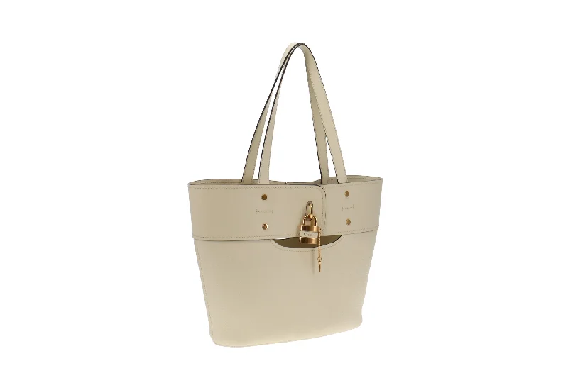 Seasonal Clearance Bags For Summer Chloe Cream Smooth and Grained Leather Medium Aby Tote Seasonal Clearance Bags For Summer Chloe Cream Smooth and Grained Leather Medium Aby Tote