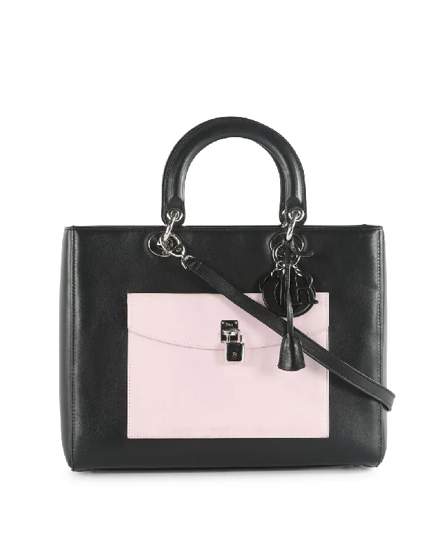Luxury Bags For Working Professionals CHRISTIAN DIOR Black Leather Limited Edition Pocket Large Lady Dior Tote Bag Luxury Bags For Working Professionals CHRISTIAN DIOR Black Leather Limited Edition Pocket Large Lady Dior Tote Bag
