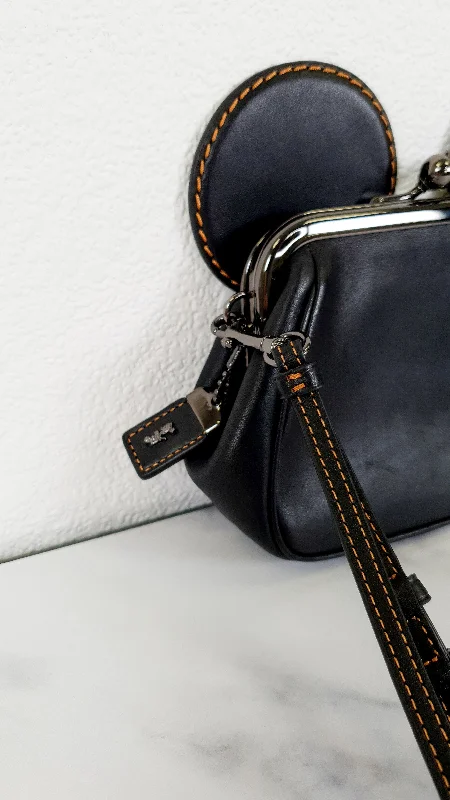 Anti-Theft And Budget-Friendly Bags Disney x Coach Mickey Ears Clutch Wristlet in Black Glovetanned Leather - Coach 65794 Anti-Theft And Budget-Friendly Bags Disney x Coach Mickey Ears Clutch Wristlet in Black Glovetanned Leather - Coach 65794