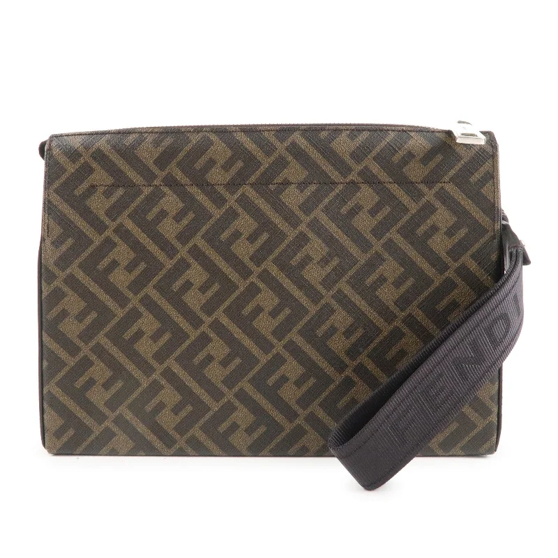 Black Friday And Cyber Monday Bag Deals FENDI Zucca PVC Leather Clutch Bag Brown 7VA564 Black Friday And Cyber Monday Bag Deals FENDI Zucca PVC Leather Clutch Bag Brown 7VA564