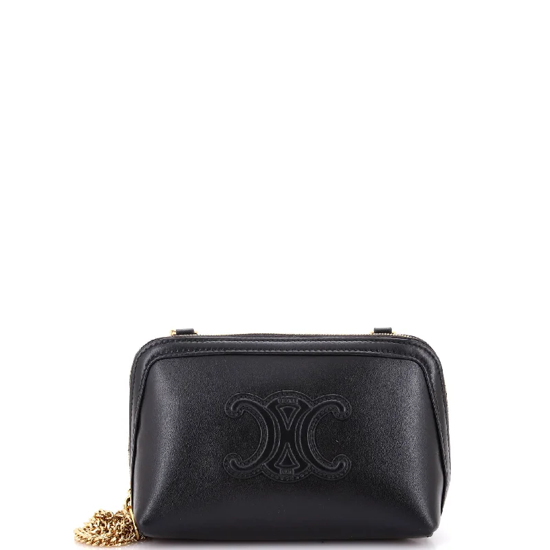 Glamorous Bags For Evening Events And Parties Cuir Triomphe Zip Around Chain Clutch Leather Glamorous Bags For Evening Events And Parties Cuir Triomphe Zip Around Chain Clutch Leather