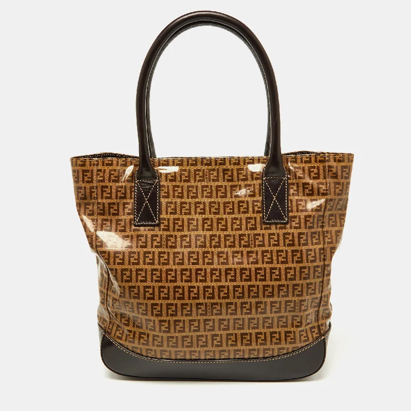 Lightweight Bags With Clearance Prices Fendi /brown Zucchino Coated Fabric And Leather Tote Lightweight Bags With Clearance Prices Fendi /brown Zucchino Coated Fabric And Leather Tote