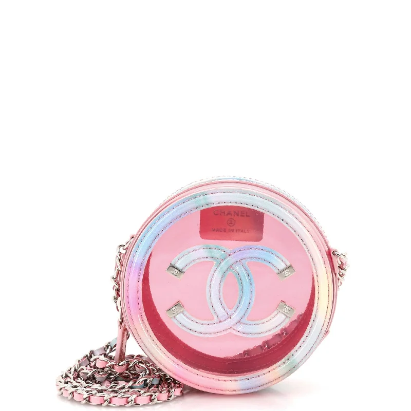Bags For Free-Spirited And Artistic Styles Filigree Round Clutch with Chain PVC with Lambskin Mini Bags For Free-Spirited And Artistic Styles Filigree Round Clutch with Chain PVC with Lambskin Mini