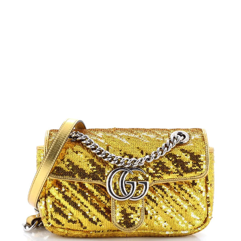 Elegant New Year Party Bags With Flash Sales GG Marmont Flap Bag Diagonal Quilted Sequins Mini Elegant New Year Party Bags With Flash Sales GG Marmont Flap Bag Diagonal Quilted Sequins Mini
