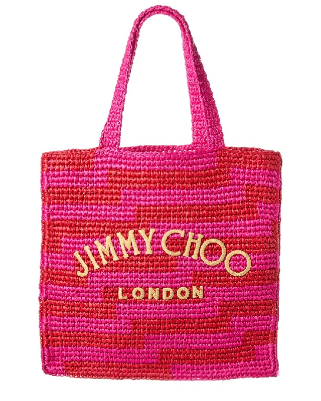 Vintage-Inspired Jimmy Choo Beach NS Raffia Tote