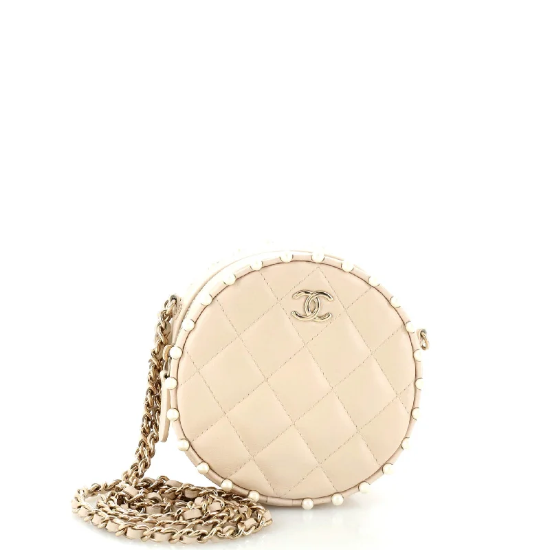 Inspired Bags For Luxury Fashion Lovers Round Clutch with Chain Quilted Calfskin with Pearl Detail Inspired Bags For Luxury Fashion Lovers Round Clutch with Chain Quilted Calfskin with Pearl Detail