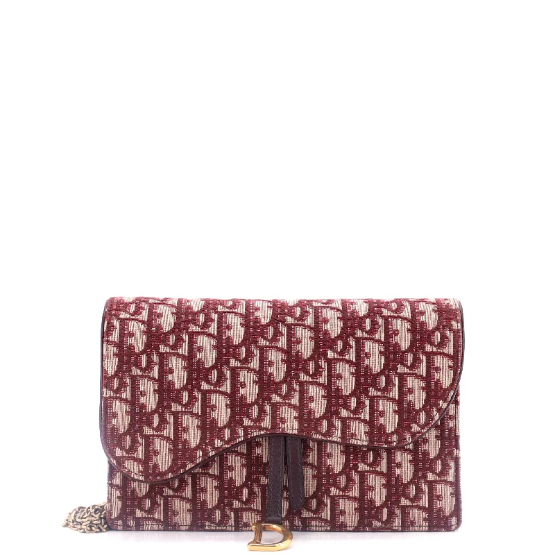 Bags With Tsa-Approved Features Saddle Chain Clutch Oblique Canvas