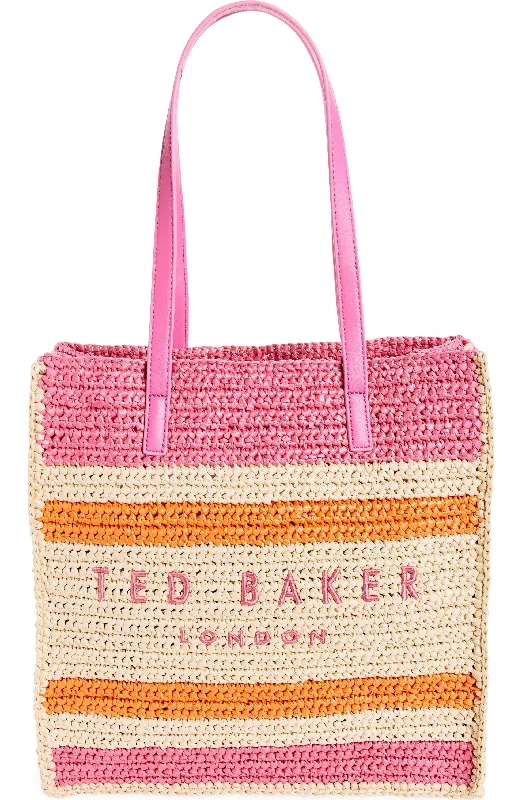 Lightweight Bags For Senior Travelers Ted Baker Women's Skye Raffia Striped Tote, Fuchsia Lightweight Bags For Senior Travelers Ted Baker Women's Skye Raffia Striped Tote, Fuchsia
