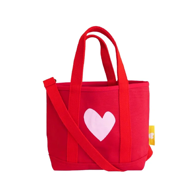 Affordable Bags For Budget Shoppers Women's Imperfect Heart Canvas Mini Tote In Cherri Affordable Bags For Budget Shoppers Women's Imperfect Heart Canvas Mini Tote In Cherri