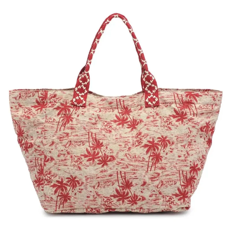 Stylish And Affordable Bags For Every Occasion Women's Marbella Print Tote Bag In Red Stylish And Affordable Bags For Every Occasion Women's Marbella Print Tote Bag In Red