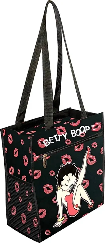Inspired Bags For Affordable Luxury Women's Polyester Shopping Bag In Black/red Kisses Inspired Bags For Affordable Luxury Women's Polyester Shopping Bag In Black/red Kisses