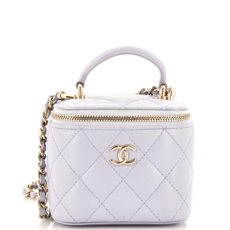 Inspired Bags For Modern Sophistication Classic Top Handle Vanity Case with Chain Quilted Lambskin Mini Inspired Bags For Modern Sophistication Classic Top Handle Vanity Case with Chain Quilted Lambskin Mini