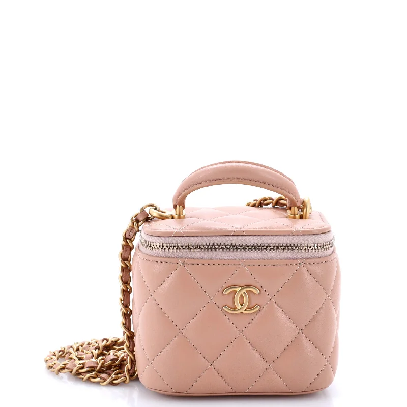 Stylish Yet Affordable Bags Classic Top Handle Vanity Case with Chain Quilted Lambskin Mini Stylish Yet Affordable Bags Classic Top Handle Vanity Case with Chain Quilted Lambskin Mini