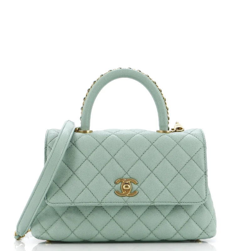 Affordable Bags For Budget Shoppers Coco Top Handle Bag Quilted Caviar with Chain Detail Handle Mini Affordable Bags For Budget Shoppers Coco Top Handle Bag Quilted Caviar with Chain Detail Handle Mini