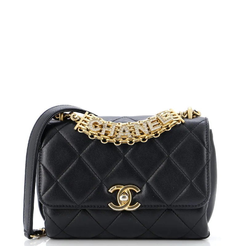 Romantic Valentine's Day Bags With Promotions Crystal Logo Letters Chain Handle Flap Bag Quilted Lambskin Mini Romantic Valentine's Day Bags With Promotions Crystal Logo Letters Chain Handle Flap Bag Quilted Lambskin Mini