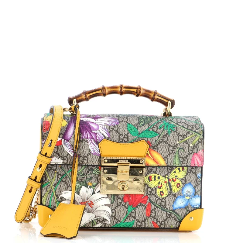 Urban Bags For City Life And Streetwear Fashion Padlock Bamboo Shoulder Bag Flora GG Coated Canvas Small Urban Bags For City Life And Streetwear Fashion Padlock Bamboo Shoulder Bag Flora GG Coated Canvas Small