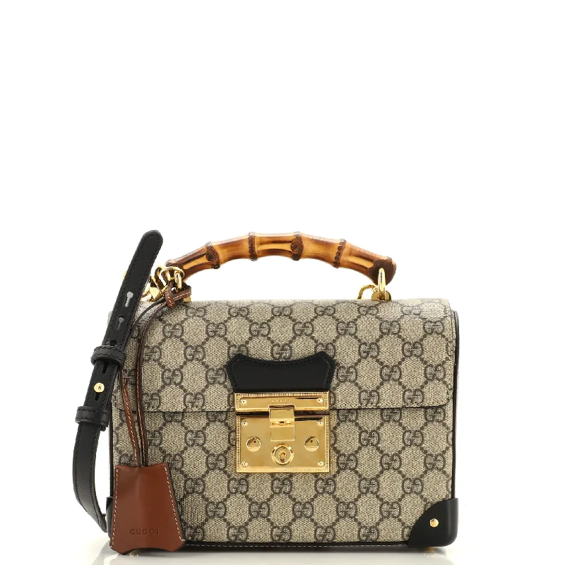 Romantic Valentine's Day Bags With Promotions Padlock Bamboo Shoulder Bag GG Coated Canvas Small Romantic Valentine's Day Bags With Promotions Padlock Bamboo Shoulder Bag GG Coated Canvas Small